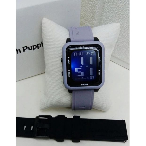 Jam Tangan Wanita HUSH PUPPIES DIGITAL 1302 Double strap Rubber