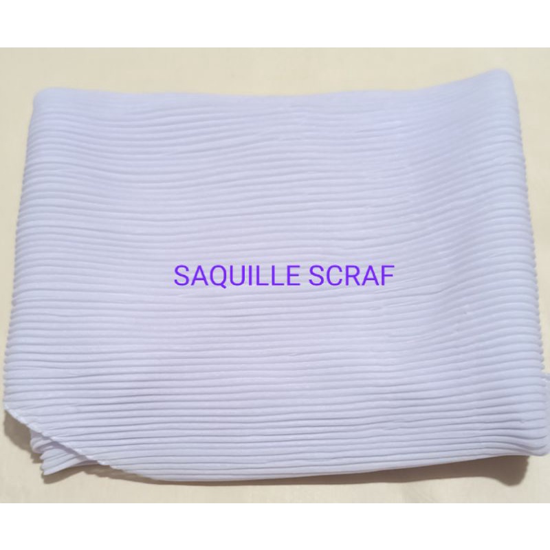 SEGIEMPAT BELLA SQUARE PLISKET SHWAL/HIJAB PRISKET/KERUDUNG PLISKET/JILBAB PLISKET/COD-Putih