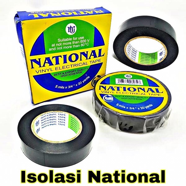 

ISOLASI LISTRIK HITAM NATIONAL 5MILSX3/4"X20 YARDS | ISOLASI KABEL LISTRIK / ISOLASI HITAM UNTUK LISTRIK MERK NATIONAL DAN CARRY