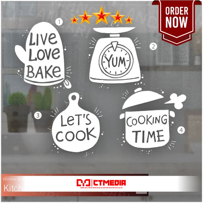 Sticker Cutting Dapur Kitchen alat Masak Decal Stiker Kaca Dinding