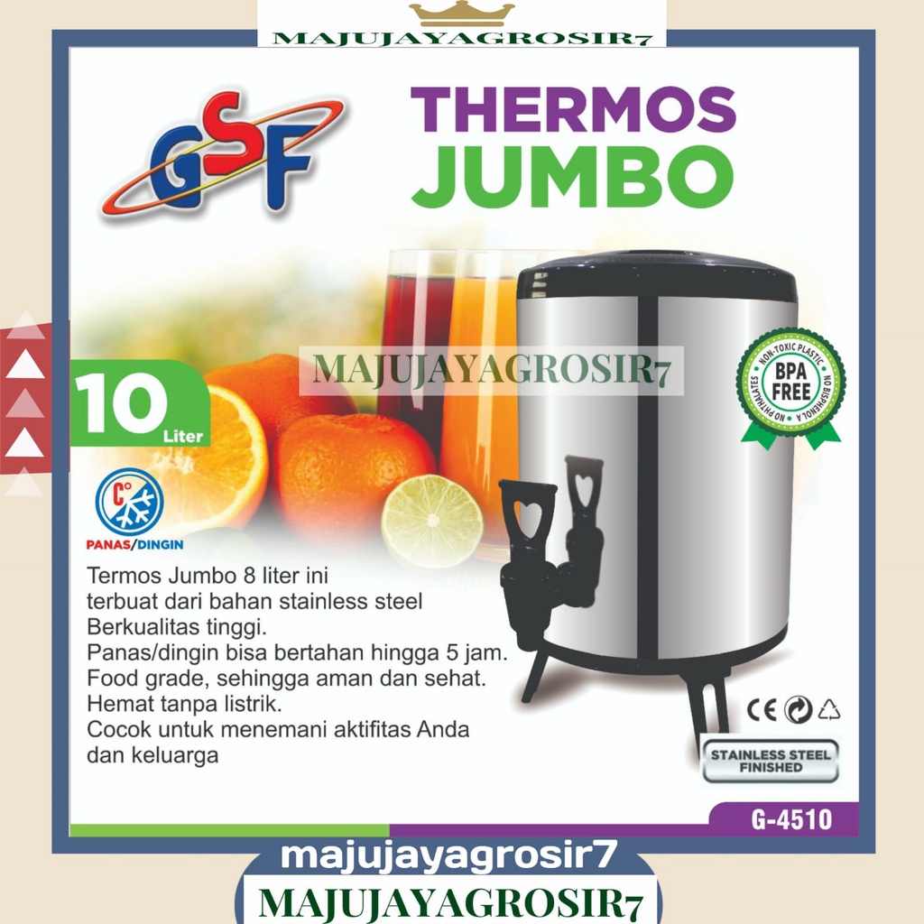 THERMOS JUMBO 10 LITER GSF G-4510 / WATER JUG MILK TEA BUCKET TERMOS TUAS KERAN KAPASITAS BESAR STAI
