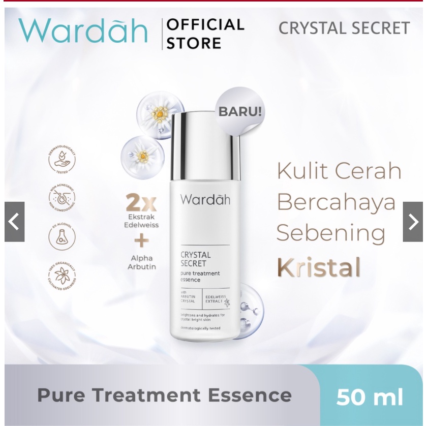 Wardah PAKET Crystal Secret (5 ITEM - F/W - D/N 15 ml - PURE 50ml - SERUM )