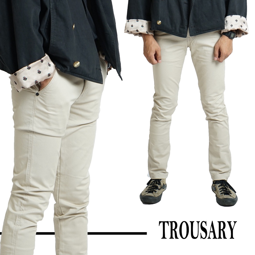 Trousary Celana Chino/ Chinos/ Cino Panjang Pria Big Size Slimfit Bahan Strech/Melar Warna Olive