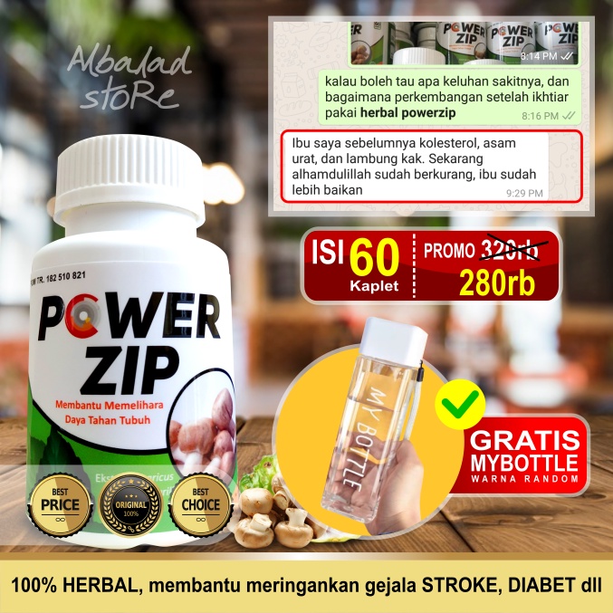 POWER ZIP 60 KAPLET ORIGINAL/POWERZIP/HERBAL STROKE AMPUH/HERBAL ASAM URAT/HERBAL MIOM/OBAT SAKIT JA