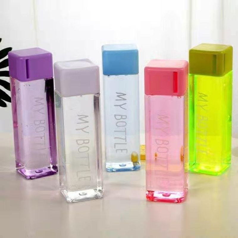 BOTOL MINUM MT BOTTLE MODEL LUCU KOTAK / BPA FREE TRANSPARANT MODEL BARU KOTAK LUCU