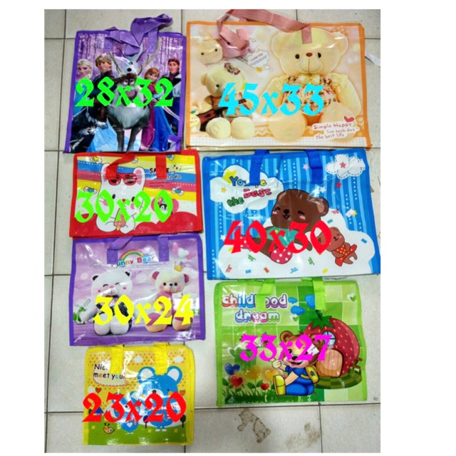 

Tas Karung Fancy Plastik / Goodie Bag Ulang Tahun / Tas Bingkisan Bahan Karung Plastik