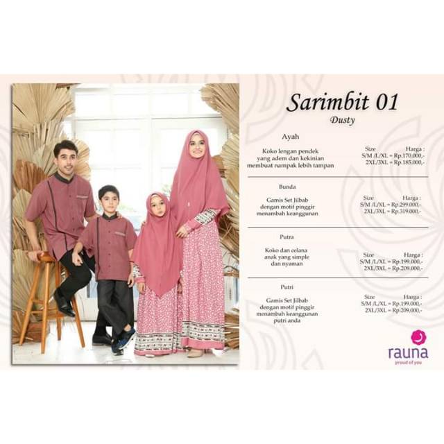 Rauna sarimbit 01 dusty / sarimbit 01 abu / sarimbit 01 hitam / gamis sarimbit keluarga /gamis rauna