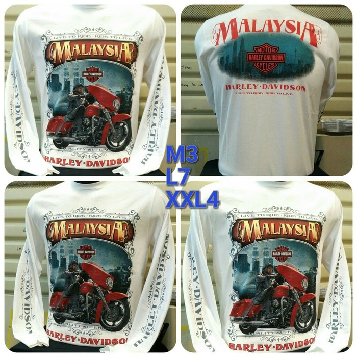 Kaos Harley Davidson Long Sleeve - Malaysia-White