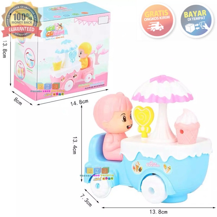 COD MAINAN ANAK ICE CREAM Dorongan Es Krim PUTAR LAMPU MUSIK BUMP GO KEREN KADO BAYI TERKINI