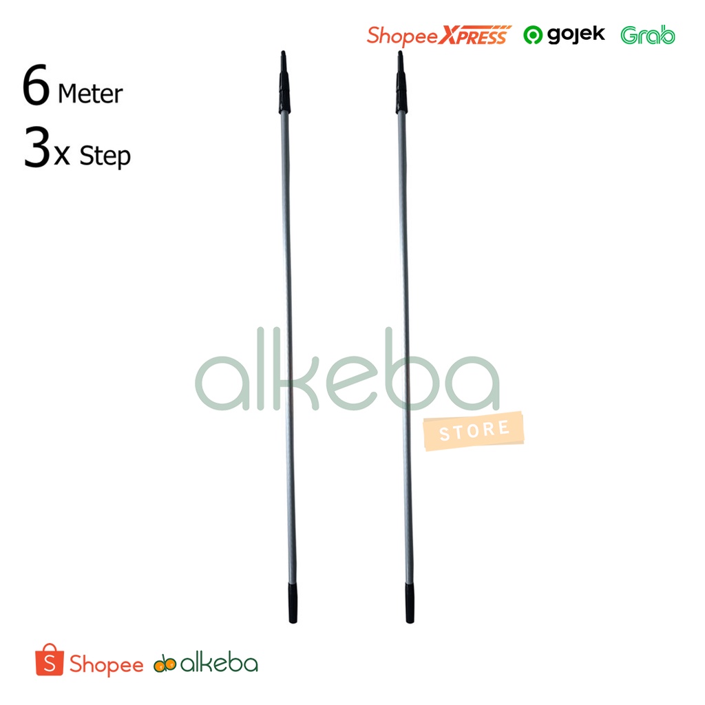 Stick Alumunium 6 Meter ( Telescopic x 3 Step ) tongkat kebersihan