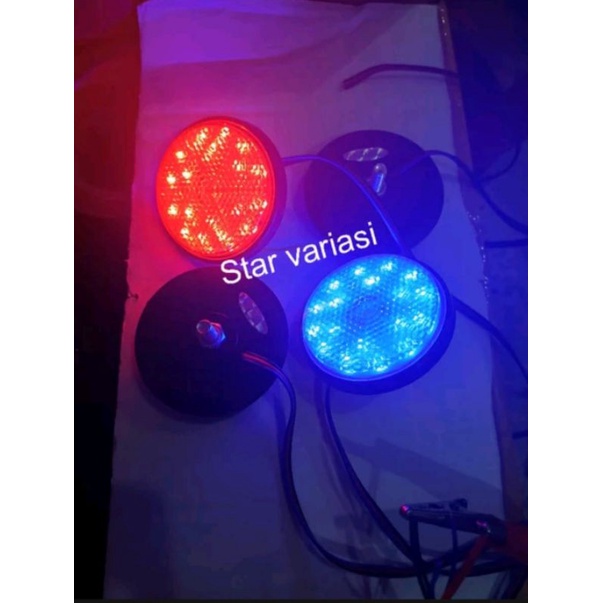 Lampu mata kucing bulat nmax new lampu reflektor bulat diam-kedip biru dan merah