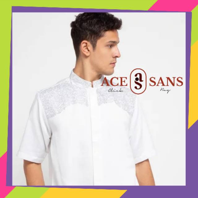 Koko Pria Muslim Arjuna Weda Ukel Lilit Putih | Koko Pria | Baju Koko Pria | Arjuna Weda | Original