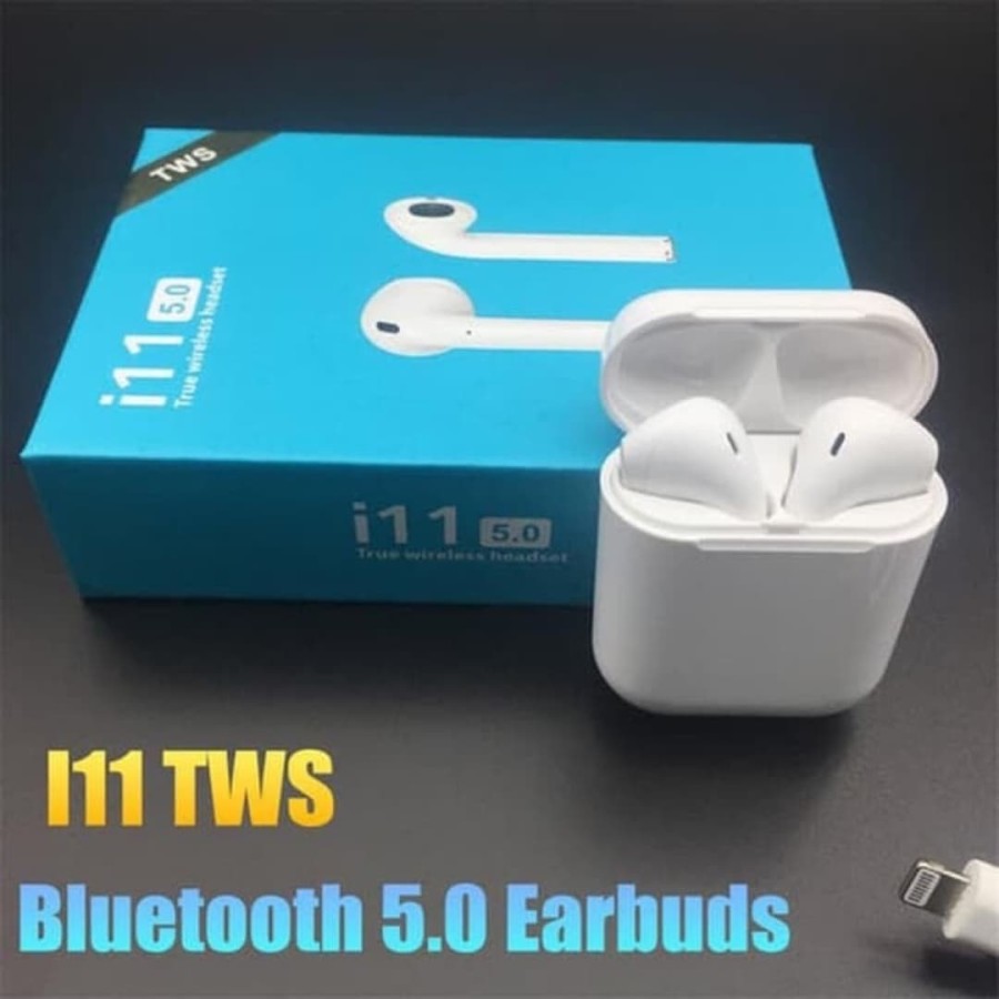 Headset Bluetooth i 11 TWS Weirelles Earphone Headset Versi 5.0