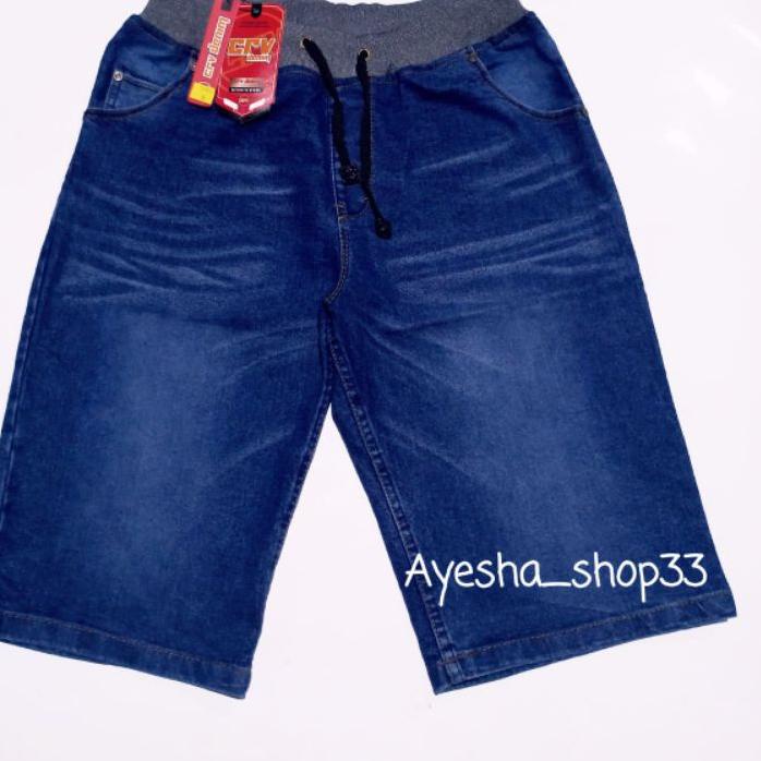 Diskon⭐ Celana Jeans Pendek Pria Pinggang Karet Jumbo 39-44 Original/(Terbaik)/Discount Today/BISA C