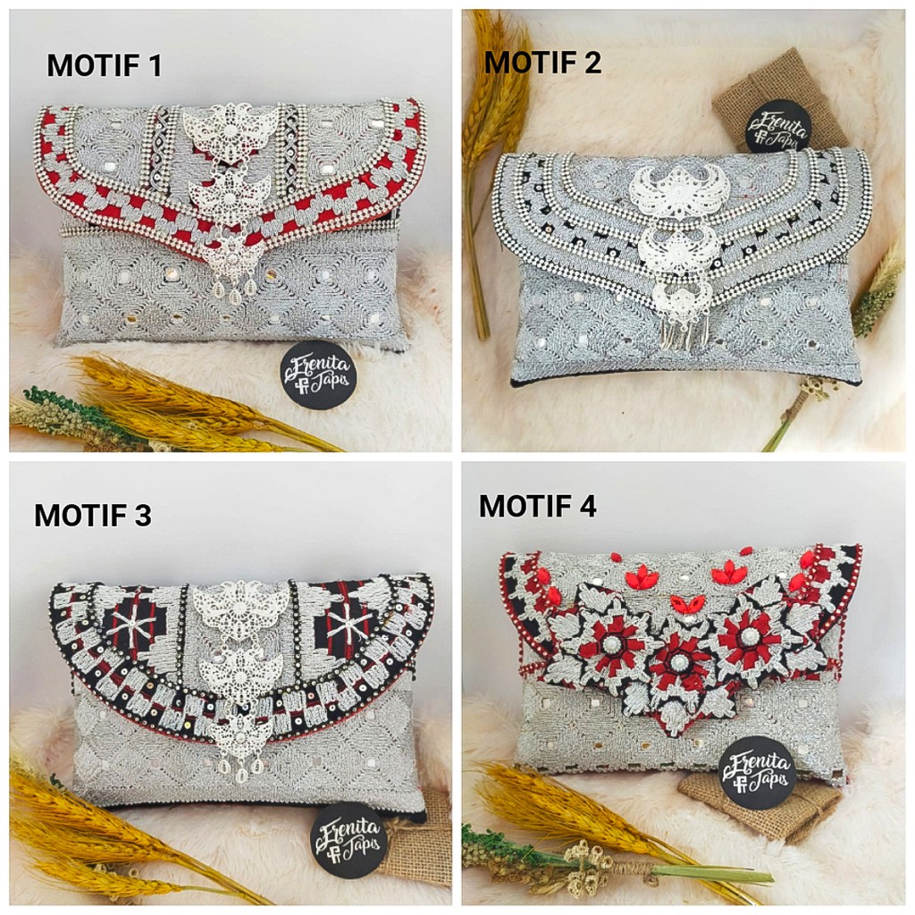 [BISA COD] Clutch Tapis Matakibau Silver / Perak Size S M L