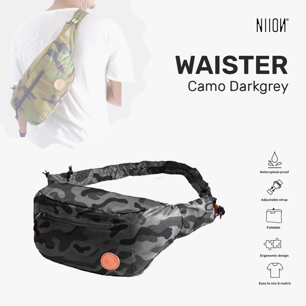 Niion Waister Camo Grey Waist Bag / Tas Pinggang Wanita Pria