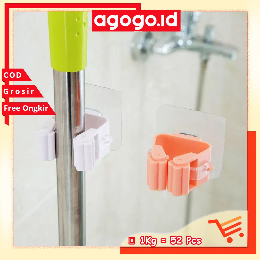 AGG-115 Mop Holder Bathroom Wall Sticker /  Penjepit Peralatan Pel Lantai Sapu Rumah Kamar Mandi