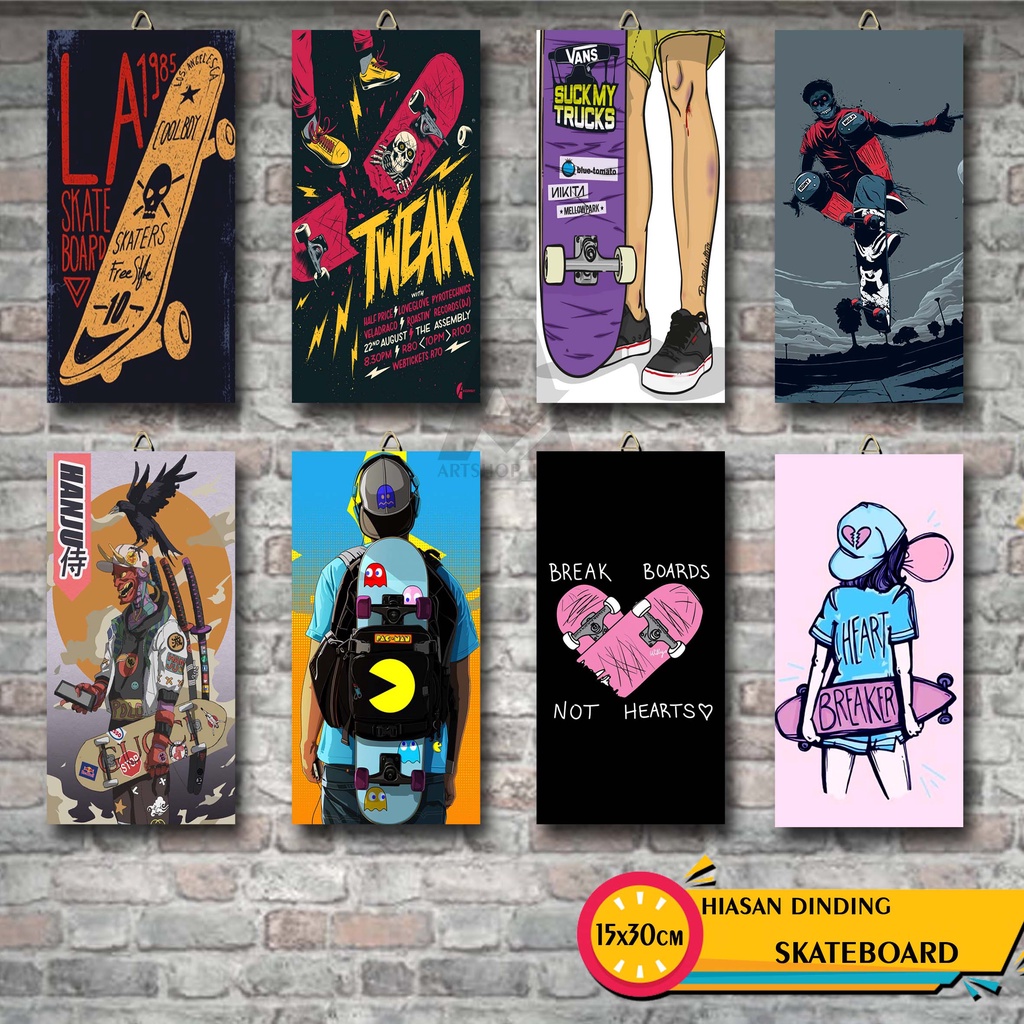 POSTER KAYU RUMAH hiasan dinding SKATEBOARD Poster Kayu/ poster dinding DEKORASI DINDING walldecor