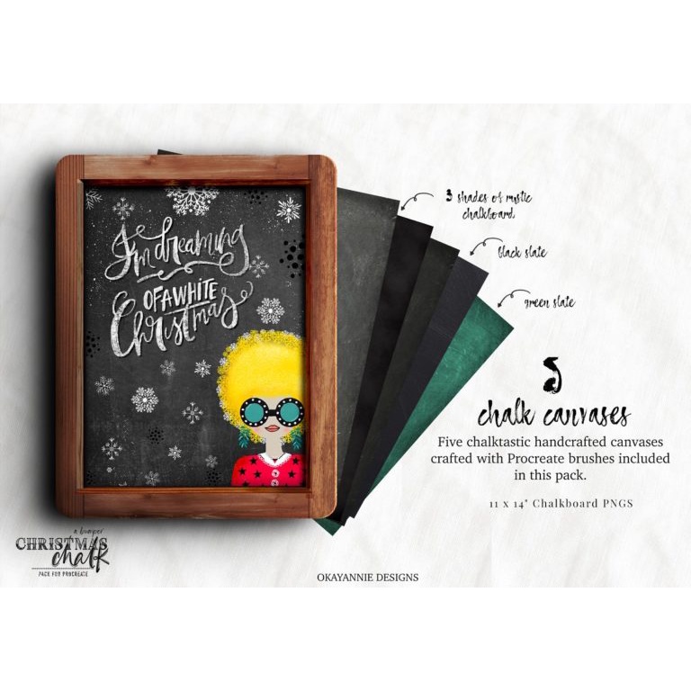 Procreate Brush - Festive Chalk Stamps Brushset with Paper