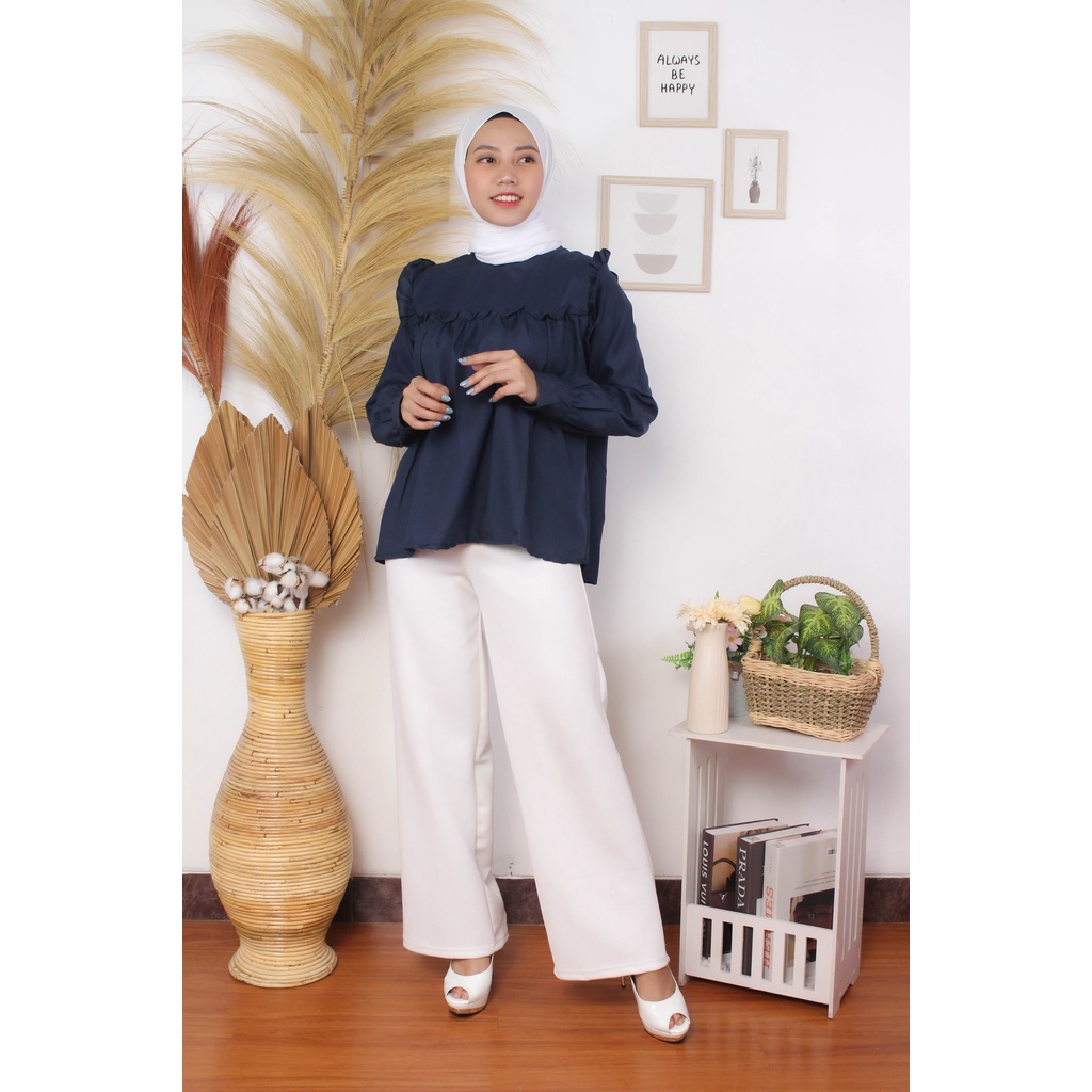 BEFAST - ZRX OOTD Wanita Blouse AIELA / Blouse Lolla I LAVANYA I Made top / Pakaian Blouse Wanita / Atasan Lengan Panjang / Blouse Polos Casual / Keluaran Terbaru 2022 / Blouse Crinckle Trendy / Terlaris