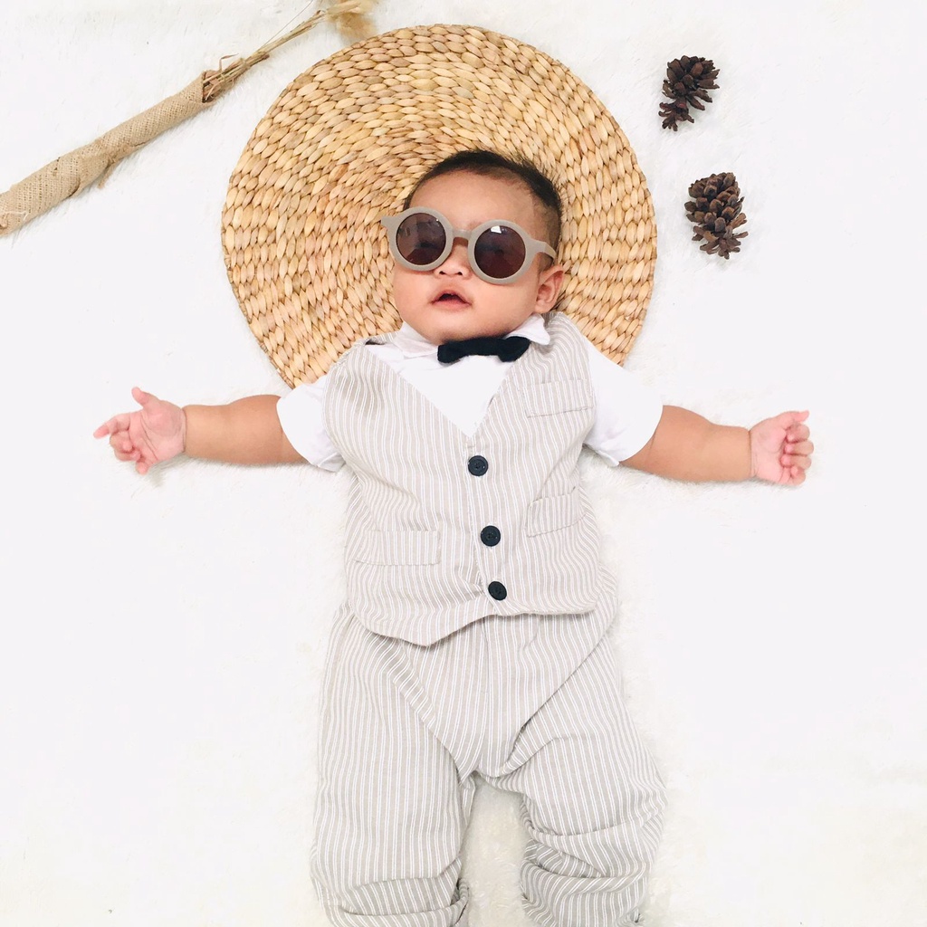 baju tuxedo jas anak laki laki cowok kondangan 1-3 tahun baby bayi balita STRIPE TUXEDO set