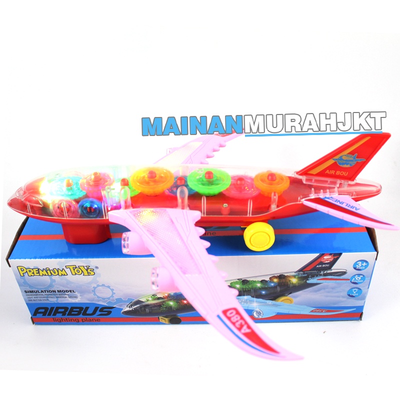 MAINANKEI ANAK MURAH AIR BUS PR-17705 LIGHTING PLANE PESAWAT TERBANG TRANSPARAN