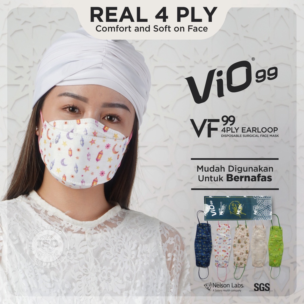 Vio VF99 Mask '10S 4 Ply Earloop Idul Fitri EDISI RAMADHAN DAN LEBARAN - ISI 10 MIX MOTIF FILTERASI 99% MASKER ISLAMI SPECIAL EDITION