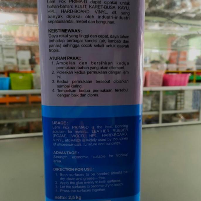 

Lem Fox Kayu Kuning Hpl Fox Prima D 2,5Kg 2500G (Bisa Cod)