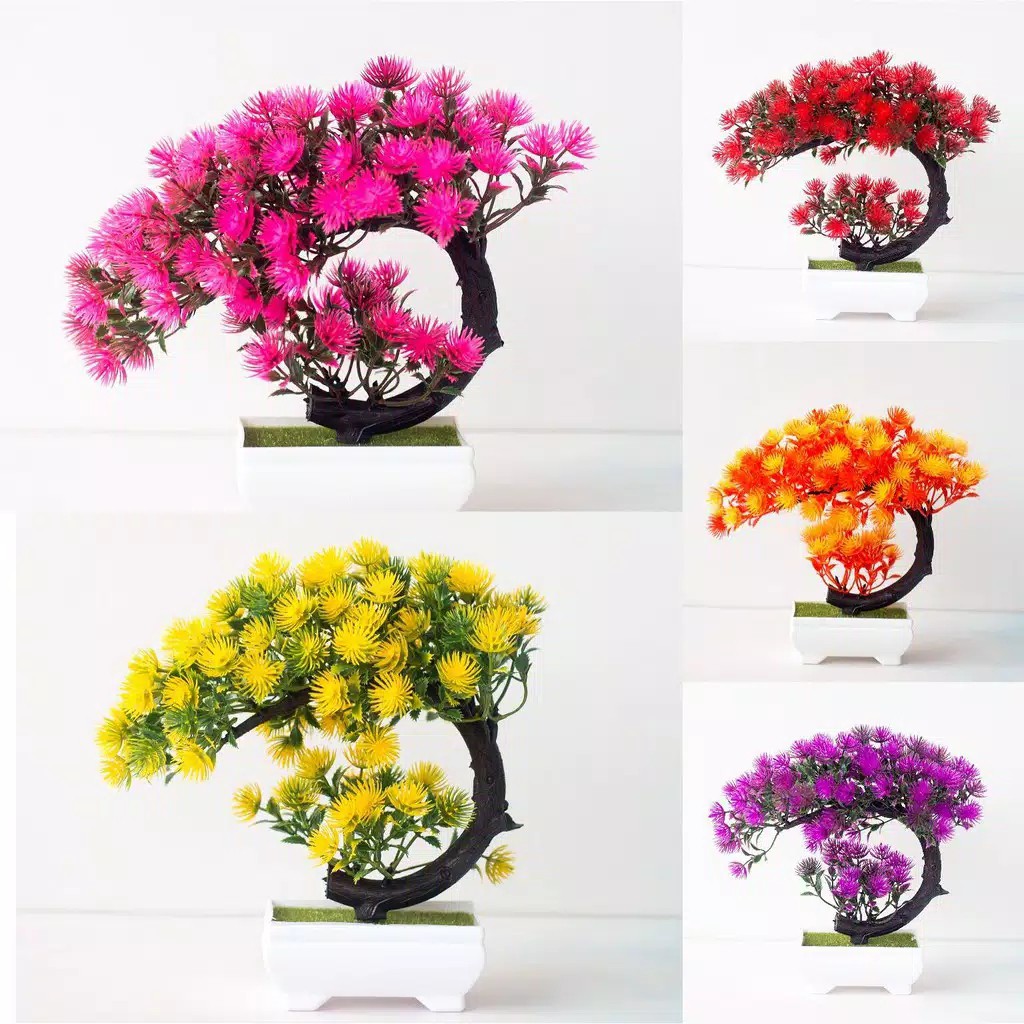 NM571 Bunga Plastik / Pajangan Bunga Artifisial / Vas Petak