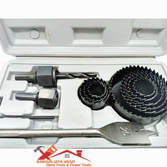 PROMO BENZ HOLESAW KIT HOLE SAW KIT MATA BOR KAYU BULAT SET 13PCS MULTIFUNGSI BJA TERLARISS...,,,,,