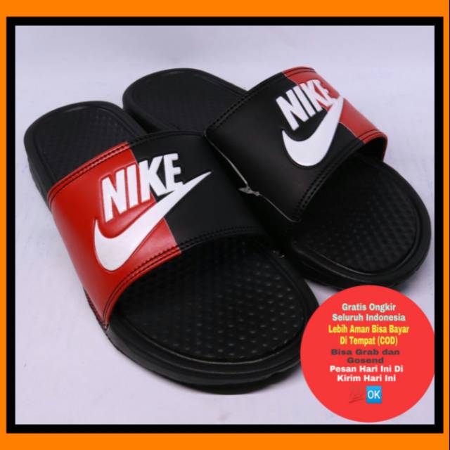 nike benassi black and red