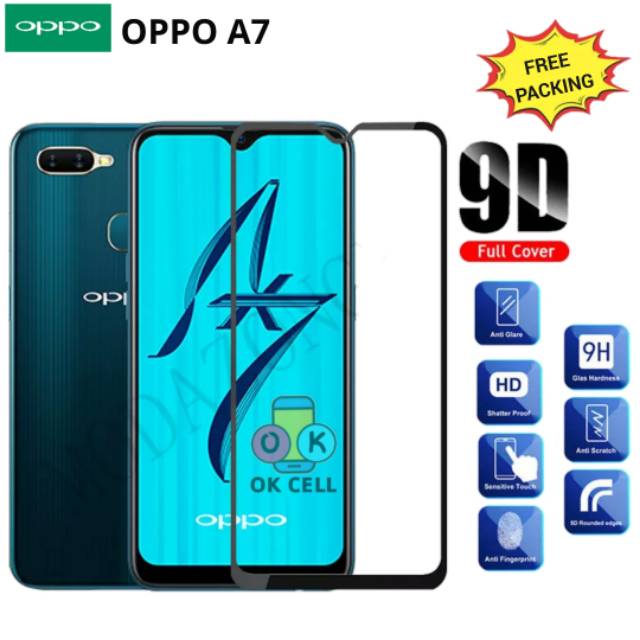 Tempered Glass Full Cover Oppo A7 TG Anti gores Ful Layar Screen Protector Premium