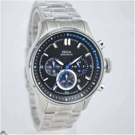 jam tangan pria ZECA 297 m silver chronograph original