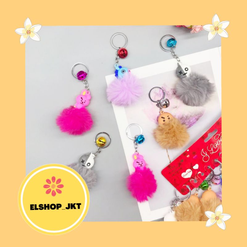[COD] GANTUNGAN KUNCI POMPOM KERINCING BTS BT21 KPOP