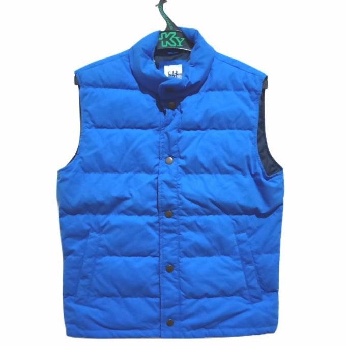 blue puffer vest