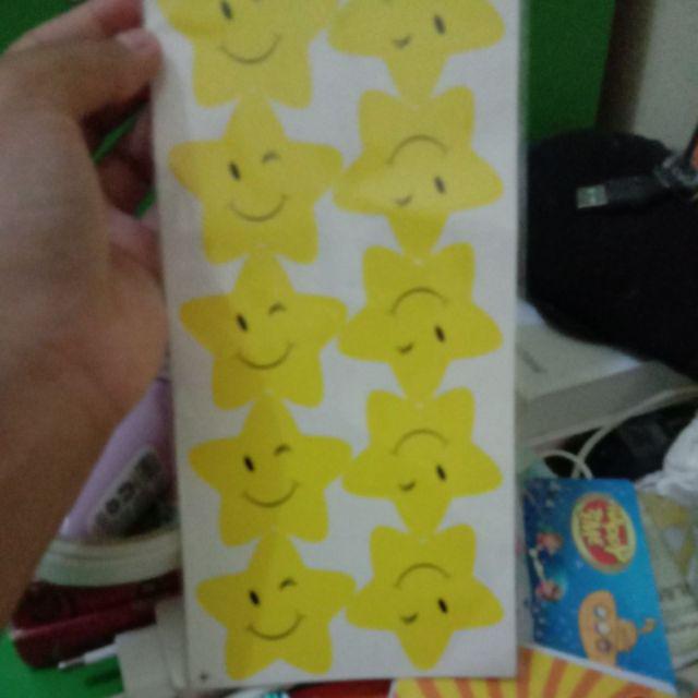 Sticker Reward Star Bintang - Stiker Emoticon Smiley Face Happy Guru Murid Hadiah Penghargaan Anak
