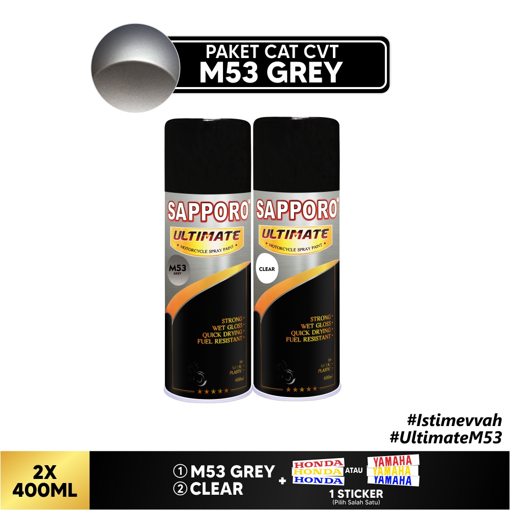 Paket CVT M53 Grey + FREE Sticker CVT / Sapporo Ultimate / Cat Spray Semprot Aerosol Terbaik