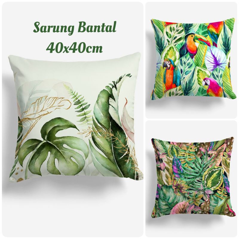 SARUNG Bantal Sofa Motif Daun Monstera 40X40 cm Cushion Pillow Cover