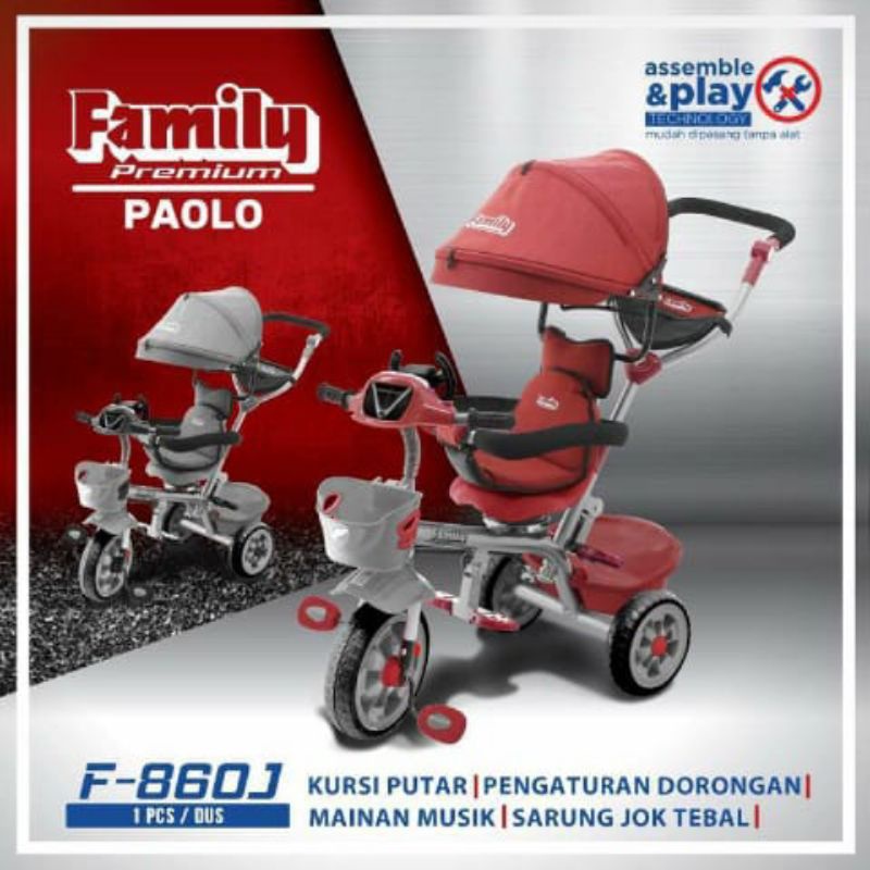 STROLLER SEPEDA RODA TIGA PAOLO FAMILY 860J