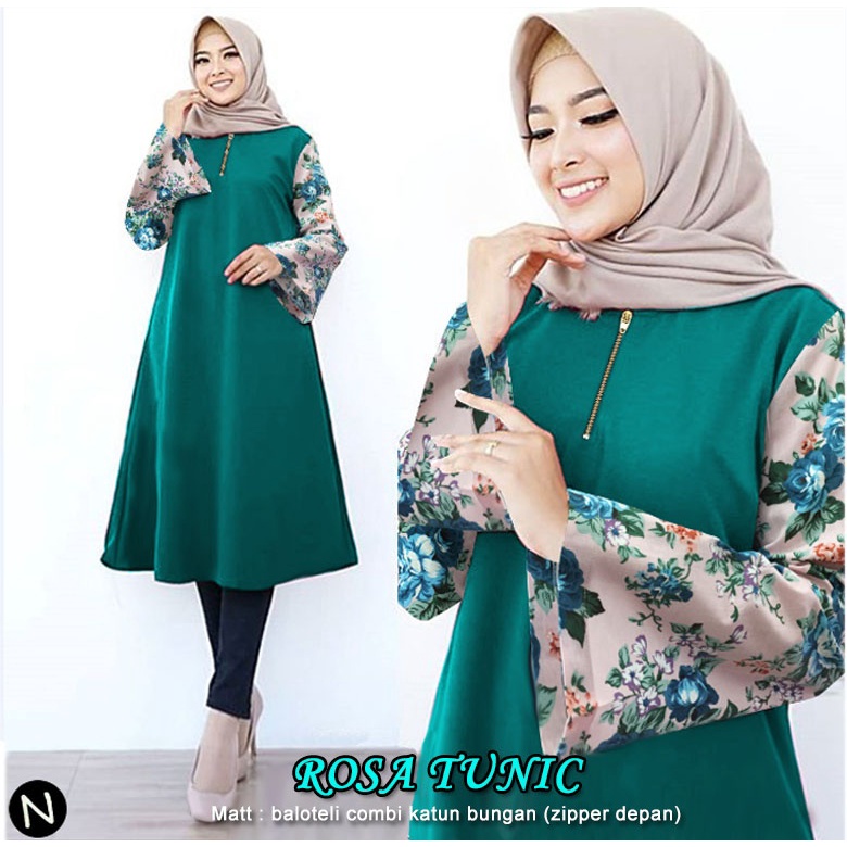 Bsf Rosa Tunik , Baju Atasan Wanita, Busana Tunik Jumbo Fashion Muslimah Model