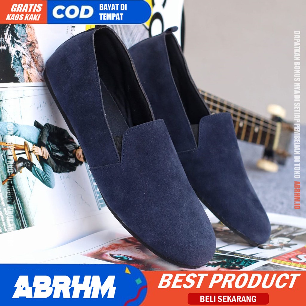 ABRHM X CHORD Sepatu Slip On Pria Sepatu Casual Pria Kulit PU AntiSlip Cowok/Cowo Sepatu Pria Casual