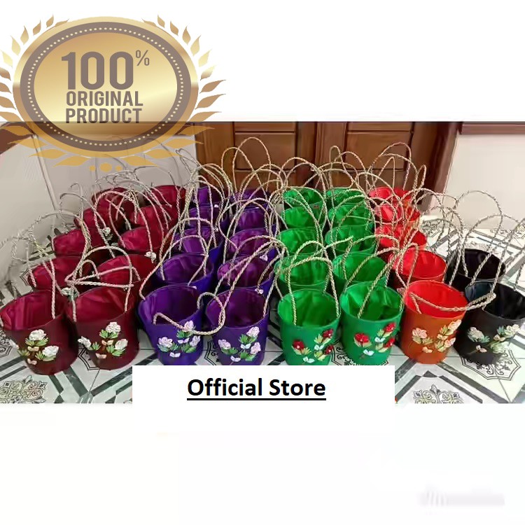 Tas Parcel Anyaman Pandan Sulam Bunga