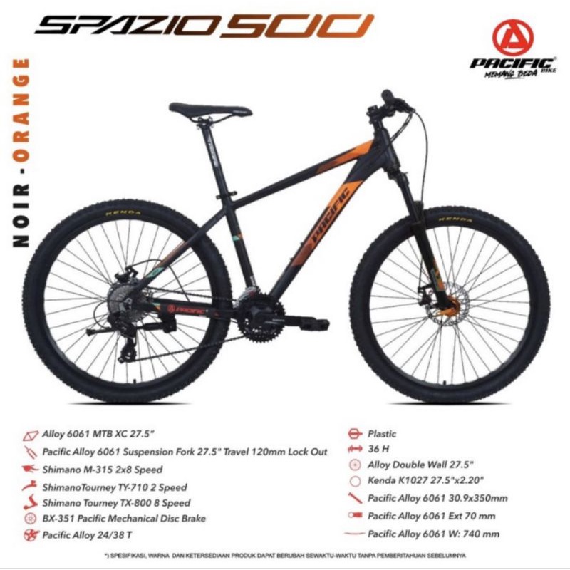 Sepeda Gunung MTB 27.5 Inch Pacific Spazio 500 Terbaru