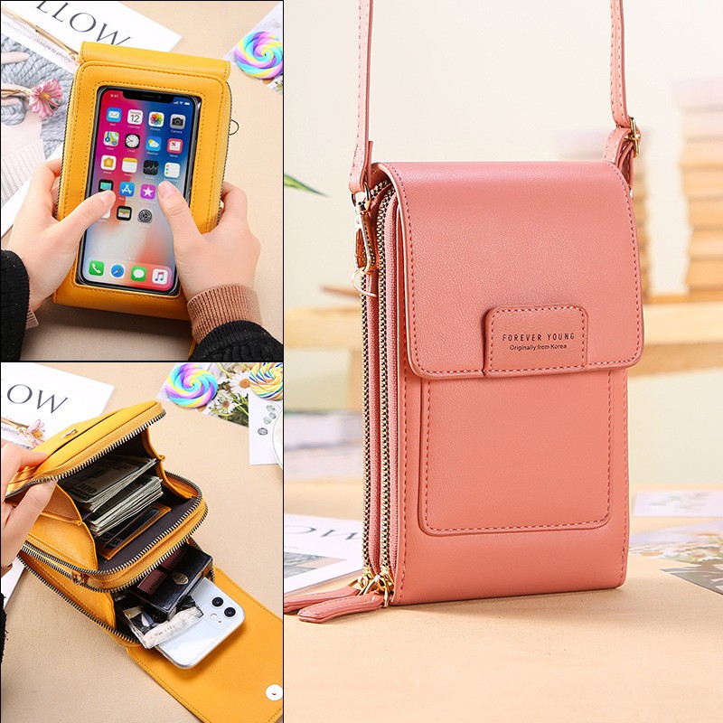 Sling Phone Bag Tas Dompet Selempang Hp Wanita Forever Young Import Korea Slempang Kulit Cewek Mini