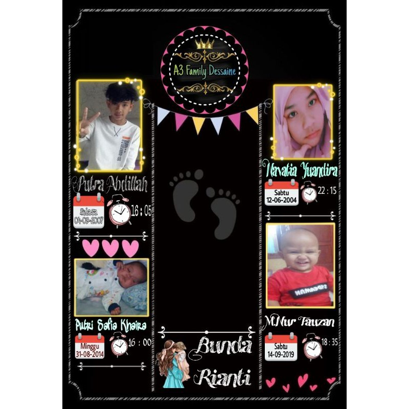 frame simple Biodata Bayi, Biodata Anak, Baby Shower [SOFTFILE]