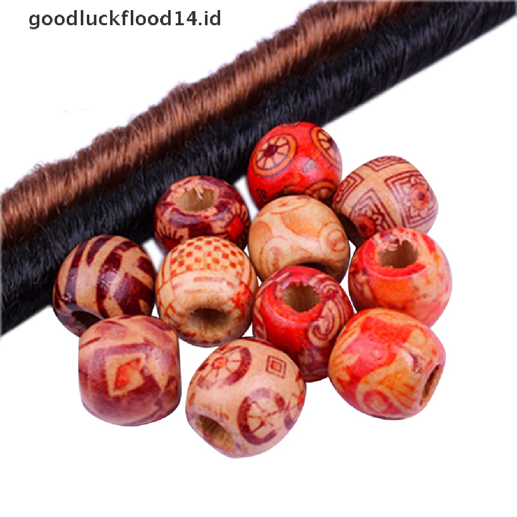 [OOID] 50pcs Dreadlock Beads Wooden Hair Braiding Tube Rings Extension Accessories ID