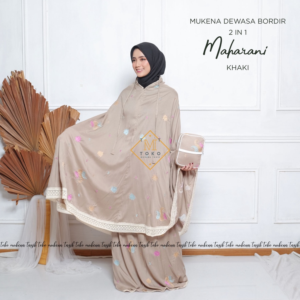 TOKO MUKENA TASIK - MUKENA BORDIR MAHARANI | MUKENA DEWASA 2 IN 1 MAHARANI RENDA MEWAH 7.5 CM