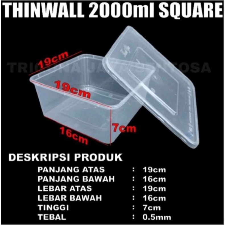 Thinwall 2000 ml Square / thinwall 2000 kotak / thinwall 2000 kotak victory