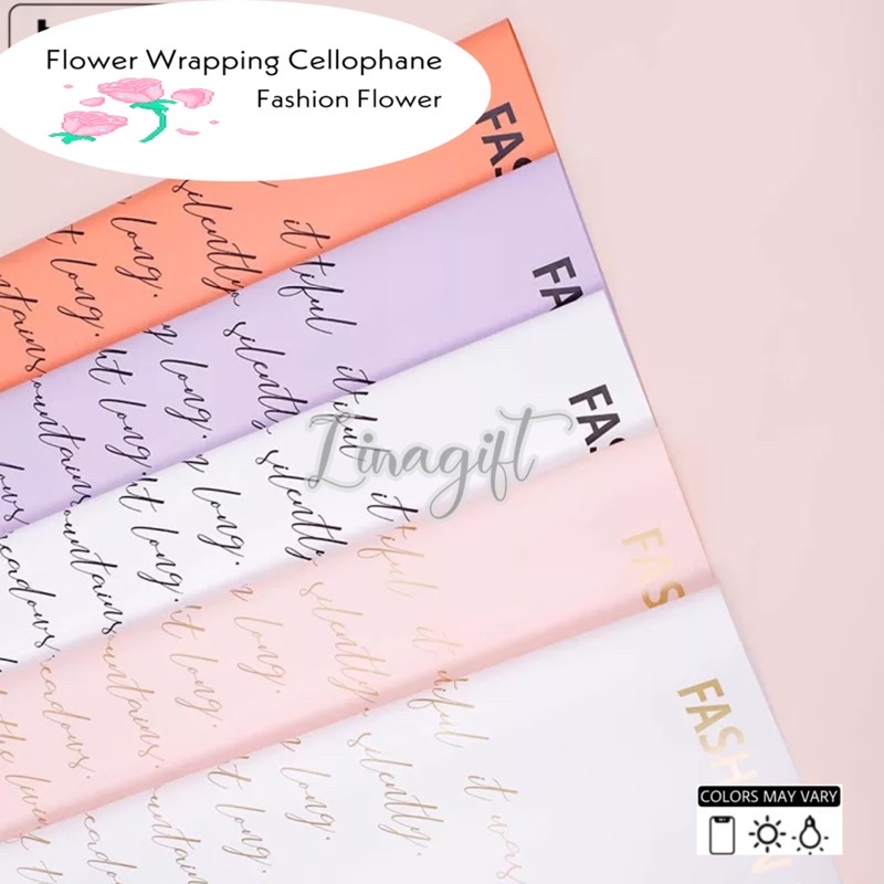 ( 5 Lembar ) FASHION FLOWER - FLOWER WRAPPING PAPER KOREAN PLASTIC CELLOPHANE KERTAS BUNGA / BUNGKUS BUKET - FLORIST ROMATIC CLASSIC ROMANTIS