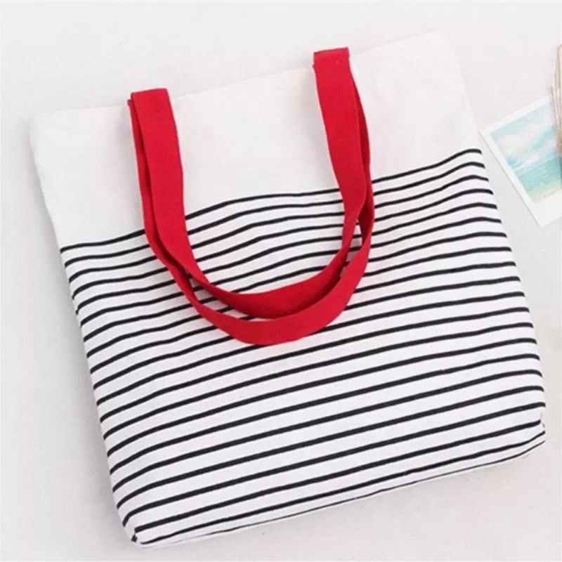 Tote bag Wanita / Cowok Motif Salur - Tote Bag Import